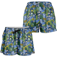 Solomon Islands Meri Kirihimete Shorts for Women Pacific Patchwork Xmas Vibes LT9 - Polynesian Pride