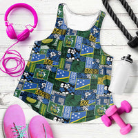 Solomon Islands Meri Kirihimete Women Racerback Tank Pacific Patchwork Xmas Vibes LT9 Blue - Polynesian Pride