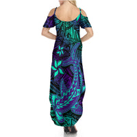 Purple Polynesian Family Matching Summer Maxi Dress and Hawaiian Shirt Tribal Hammerhead Shark LT14 - Polynesian Pride