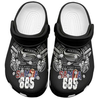 Super Samoa-Six Eight Five to The World Clogs Shoes Traditional Samoan Tattoo Black Color