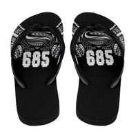 Super Samoa-Six Eight Five to The World Flip Flops Traditional Samoan Tattoo Black Color LT03 - Polynesian Pride