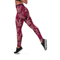 Sweet Pink Monstera Leggings Polynesian Tribal Pattern - Polynesian Pride