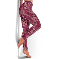 Sweet Pink Monstera Leggings Polynesian Tribal Pattern - Polynesian Pride