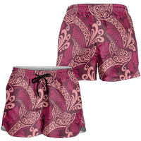 Sweet Pink Monstera Shorts for Women Polynesian Tribal Pattern LT01 - Polynesian Pride