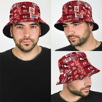 Tahiti Oaoa I Teie Noera Bucket Hat Pacific Patchwork Xmas Vibes - Polynesian Pride