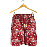 Tahiti Oaoa I Teie Noera Shorts for Men Pacific Patchwork Xmas Vibes LT9 - Polynesian Pride