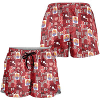 Tahiti Oaoa I Teie Noera Shorts for Women Pacific Patchwork Xmas Vibes - Polynesian Pride