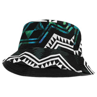 Taniko Aotearoa Mix Paua Shell Bucket Hat Niho Taniwha Turquoise Glitter LT01 One Size Turquoise - Polynesian Pride