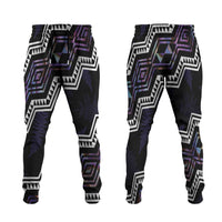 Taniko Aotearoa Mix Paua Shell Jogger Pants Niho Taniwha Lilac Glitter LT01 Purple - Polynesian Pride