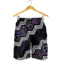 Taniko Aotearoa Mix Paua Shell Shorts for Men Niho Taniwha Lilac Glitter LT01 - Polynesian Pride