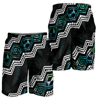 Taniko Aotearoa Mix Paua Shell Shorts for Men Niho Taniwha Turquoise Glitter LT01 - Polynesian Pride