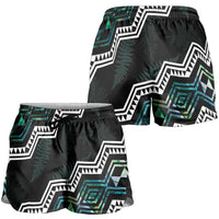 Taniko Aotearoa Mix Paua Shell Shorts for Women Niho Taniwha Turquoise Glitter LT01 - Polynesian Pride