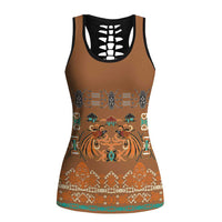 Terracotta Batik Papua-inspired Pattern Hollow Tank Top LT9 Female Gold - Polynesian Pride