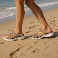 Tiare Tahiti Clogs Shoes Brown Polynesia Motifs - Polynesian Pride