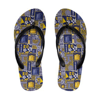 Tokelau Manuia te Kilihimahi Flip Flops Pacific Patchwork Xmas Vibes LT9 Blue - Polynesian Pride