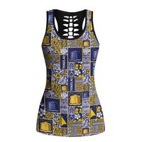 Tokelau Manuia te Kilihimahi Hollow Tank Top Pacific Patchwork Xmas Vibes LT9 Female Blue - Polynesian Pride