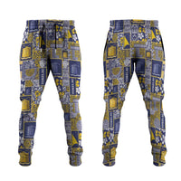 Tokelau Manuia te Kilihimahi Jogger Pants Pacific Patchwork Xmas Vibes LT9 Blue - Polynesian Pride