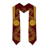 Tonga Ha'apai High School Graduation Stole Ngatu and Maori Ethnic Tribal Pattern LT03 - Polynesian Pride