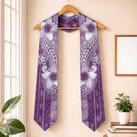 Tonga Kupesi Ngatu Graduation Stole Vintage Purple Plumeria LT05 One Size Purple - Polynesian Pride