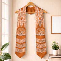Tonga Tailulu College Graduation Stole Traditional Ngatu and Polynesian Pattern LT03 One Size Orange - Polynesian Pride