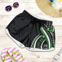 Traditional Art Hawaiian Kakau Tattoos Shorts for Women Green Color LT03 Green - Polynesian Pride