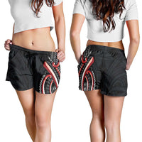 Traditional Art Hawaiian Kakau Tattoos Shorts for Women Red Color LT03 - Polynesian Pride