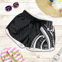 Traditional Art Hawaiian Kakau Tattoos Shorts for Women White LT03 White - Polynesian Pride