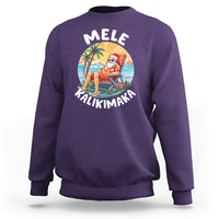 Mele Kalikimaka Tropical Hawaiian Christmas in Hawaii Sunbath Santa Sweatshirt TS02 Purple - Polynesian Pride