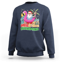 Mele Kalikimaka Tropical Hawaiian Christmas in Hawaii Beach Santa Sweatshirt TS02 Navy - Polynesian Pride