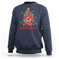 Tropical Hawaiian Hibiscus Christmas Tree Mele Kalikimaka Sweatshirt TS02 Navy - Polynesian Pride