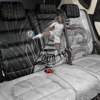 Personalized New Zealand Football Back Car Seat Cover Kiwi Mascot with Silver Fern - Maori Tribal Tattoo Art