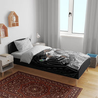Personalized New Zealand Football Bedding Set Kiwi Mascot with Silver Fern - Maori Tribal Tattoo Art