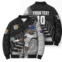 Personalized New Zealand Football Bomber Puffer Jacket Kiwi Mascot with Silver Fern - Maori Tribal Tattoo Art