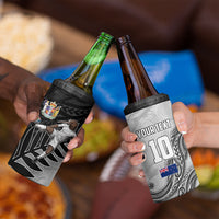 Personalized New Zealand Football 4 in 1 Can Cooler Tumbler Kiwi Mascot with Silver Fern - Maori Tribal Tattoo Art