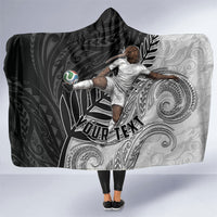 Personalized New Zealand Football Hooded Blanket Kiwi Mascot with Silver Fern - Maori Tribal Tattoo Art