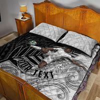 Personalized New Zealand Football Quilt Bed Set Kiwi Mascot with Silver Fern - Maori Tribal Tattoo Art