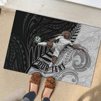 Personalized New Zealand Football Rubber Doormat Kiwi Mascot with Silver Fern - Maori Tribal Tattoo Art