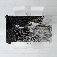 Personalized New Zealand Football Tablecloth Kiwi Mascot with Silver Fern - Maori Tribal Tattoo Art