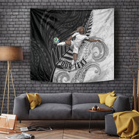 Personalized New Zealand Football Tapestry Kiwi Mascot with Silver Fern - Maori Tribal Tattoo Art