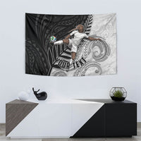 Personalized New Zealand Football Tapestry Kiwi Mascot with Silver Fern - Maori Tribal Tattoo Art