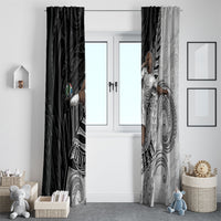 Personalized New Zealand Football Window Curtain Kiwi Mascot with Silver Fern - Maori Tribal Tattoo Art
