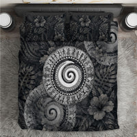 Hawaiian Piko Bedding Set Cultural Anchor Connect Your Roots Ocean Waves TS04 Black Grey - Polynesian Pride