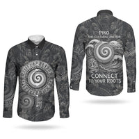 Hawaiian Piko Couples Matching Puletasi and Long Sleeve Button Shirt Cultural Anchor Connect Your Roots Ocean Waves TS04 - Polynesian Pride