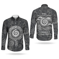 Hawaiian Piko Couples Matching Summer Maxi Dress and Long Sleeve Button Shirt Cultural Anchor Connect Your Roots Ocean Waves TS04 - Polynesian Pride