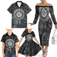 Hawaiian Piko Family Matching Off The Shoulder Long Sleeve Dress and Hawaiian Shirt Cultural Anchor Connect Your Roots Ocean Waves TS04 - Polynesian Pride