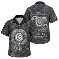 Hawaiian Piko Family Matching Off Shoulder Short Dress and Hawaiian Shirt Cultural Anchor Connect Your Roots Ocean Waves TS04 Son's Shirt Black Grey - Polynesian Pride