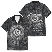 Hawaiian Piko Family Matching Puletasi and Hawaiian Shirt Cultural Anchor Connect Your Roots Ocean Waves TS04 Dad's Shirt - Short Sleeve Black Grey - Polynesian Pride