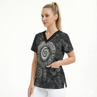 Hawaiian Piko Scrub Top Cultural Anchor Connect Your Roots Ocean Waves