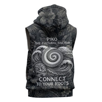 Hawaiian Piko Sleeveless Zip Hoodie Cultural Anchor Connect Your Roots Ocean Waves TS04 - Polynesian Pride