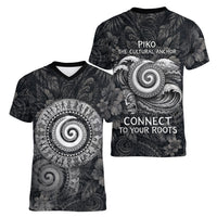 Hawaiian Piko Women V-Neck T-Shirt Cultural Anchor Connect Your Roots Ocean Waves TS04 - Polynesian Pride